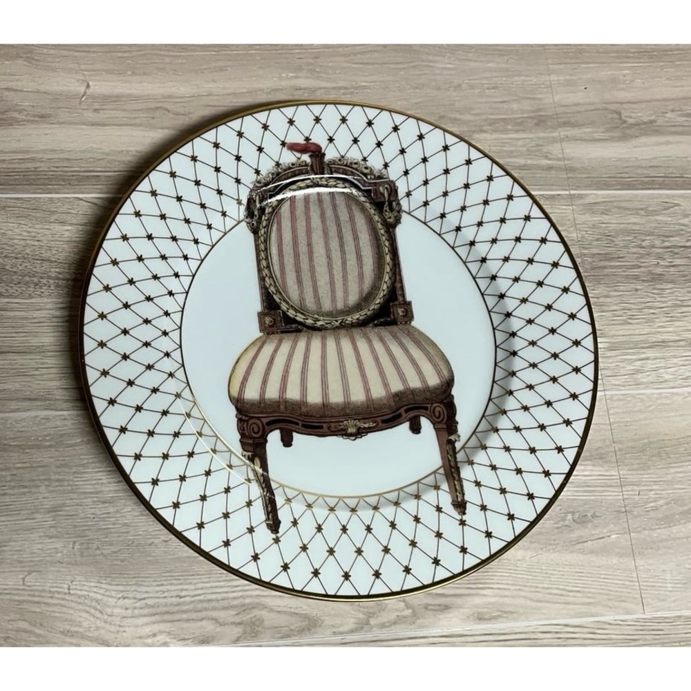 Fitz and Floyd Chaise Plate Fine Porcelain Hand Painted Chair